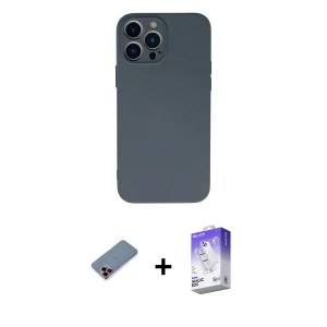 ieg™ iPhone 13 Pro Max Kılıf Ahenk Serisi - Siyah Bilvis 5in1 3D Magic Cam Ekran Koruyucu + Metal Kamera Lens Koruma Cam - KI