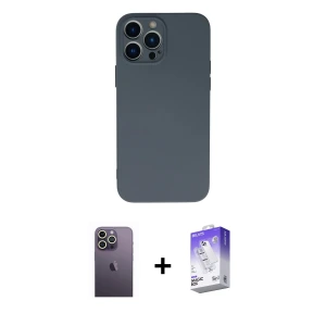 ieg™ iPhone 13 Pro Max Kılıf Ahenk Serisi - Siyah Bilvis 5in1 3D Magic Cam Ekran Koruyucu + Neon Fosforlu Kamera Lens - BZ