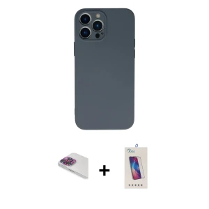ieg™ iPhone 13 Pro Max Kılıf Ahenk Serisi - Siyah Joko 5D Cam + Pers Alüminyum Kamera Lens - GI