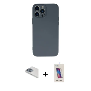 ieg™ iPhone 13 Pro Max Kılıf Ahenk Serisi - Siyah Joko 5D Cam + Pers Alüminyum Kamera Lens - SABE