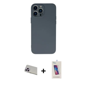 ieg™ iPhone 13 Pro Max Kılıf Ahenk Serisi - Siyah Joko 5D Cam + Rainbow Kamera Lens Koruma Cam - MR