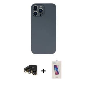ieg™ iPhone 13 Pro Max Kılıf Ahenk Serisi - Siyah Joko 5D Cam + Raze Metal Kamera Lens - GD