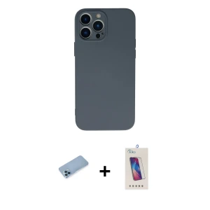 ieg™ iPhone 13 Pro Max Kılıf Ahenk Serisi - Siyah Joko 5D Cam + Shine Kamera Lens Koruma Cam - MI