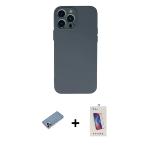 ieg™ iPhone 13 Pro Max Kılıf Ahenk Serisi - Siyah Joko 5D Cam + Shine Kamera Lens Koruma Cam - PE