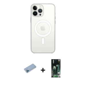 ieg™ iPhone 13 Pro Max Kılıf Ahenk Yansıma Prime - Şeffaf 360 Full Body Arka Koruyucu + Shine Kamera Lens Koruma Cam - MI
