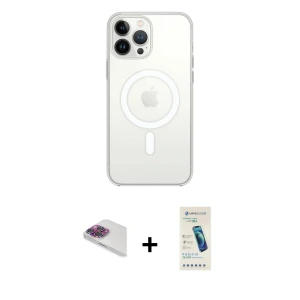 ieg™ iPhone 13 Pro Max Kılıf Ahenk Yansıma Prime - Şeffaf Pasifik Cam Ekran Koruyucu + Pers Alüminyum Kamera Lens - GI