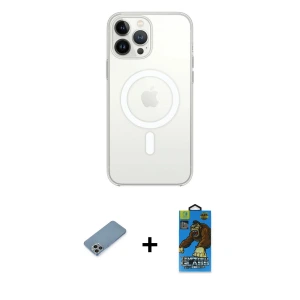 ieg™ iPhone 13 Pro Max Kılıf Ahenk Yansıma Prime - Siyah 18D Cam Ekran Koruyucu + Shine Kamera Lens Koruma Cam - GI
