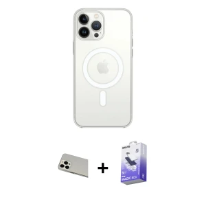 ieg™ iPhone 13 Pro Max Kılıf Ahenk Yansıma Prime - Siyah Bilvis 5in1 5D Magic Hayalet Cam Ekran Koruyucu + Rainbow Kamera Lens Koruma Cam - BZ