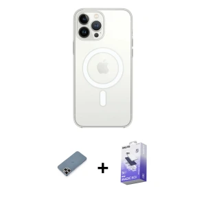 ieg™ iPhone 13 Pro Max Kılıf Ahenk Yansıma Prime - Siyah Bilvis 5in1 5D Magic Hayalet Cam Ekran Koruyucu + Metal Kamera Lens Koruma Cam - MR