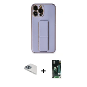 ieg™ iPhone 13 Pro Max Kılıf Akış Doku - Şeffaf 360 Full Body Arka Koruyucu + Pers Alüminyum Kamera Lens - SABE