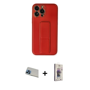 ieg™ iPhone 13 Pro Max Kılıf Akış Doku - Siyah Bilvis 3D Cam Ekran Koruyucu + Rainbow Kamera Lens Koruma Cam - MI
