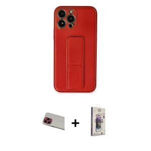 ieg™ iPhone 13 Pro Max Kılıf Akış Doku - Siyah Bilvis 3D Cam Ekran Koruyucu + Rainbow Kamera Lens Koruma Cam - KI