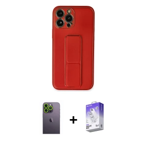 ieg™ iPhone 13 Pro Max Kılıf Akış Doku - Siyah Bilvis 5in1 3D Magic Cam Ekran Koruyucu + Neon Fosforlu Kamera Lens - YL