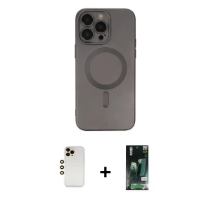 ieg™ iPhone 13 Pro Max Kılıf Akış Minimal Özel Seri - Şeffaf 360 Full Body Arka Koruyucu + Shine Kamera Lens - GD