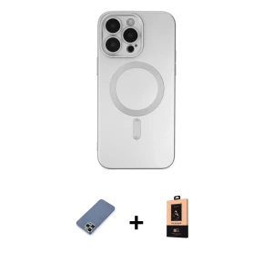 ieg™ iPhone 13 Pro Max Kılıf Akış Minimal Özel Seri - Şeffaf Maxco Cam Ekran Koruyucu + Metal Kamera Lens Koruma Cam - AKYL
