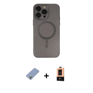 ieg™ iPhone 13 Pro Max Kılıf Akış Minimal Özel Seri - Şeffaf Maxco Cam Ekran Koruyucu + Metal Kamera Lens Koruma Cam - KUYL