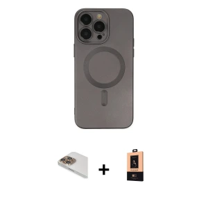ieg™ iPhone 13 Pro Max Kılıf Akış Minimal Özel Seri - Şeffaf Maxco Cam Ekran Koruyucu + Pers Alüminyum Kamera Lens - GD