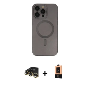 ieg™ iPhone 13 Pro Max Kılıf Akış Minimal Özel Seri - Şeffaf Maxco Cam Ekran Koruyucu + Raze Metal Kamera Lens - GD