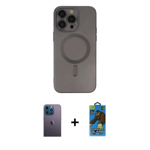 ieg™ iPhone 13 Pro Max Kılıf Akış Minimal Özel Seri - Siyah 18D Cam Ekran Koruyucu + Neon Fosforlu Kamera Lens - MI