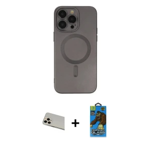 ieg™ iPhone 13 Pro Max Kılıf Akış Minimal Özel Seri - Siyah 18D Cam Ekran Koruyucu + Rainbow Kamera Lens Koruma Cam - REGD