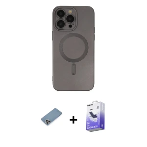 ieg™ iPhone 13 Pro Max Kılıf Akış Minimal Özel Seri - Siyah Bilvis 5in1 5D Magic Hayalet Cam Ekran Koruyucu + Shine Kamera Lens Koruma Cam - GI