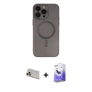 ieg™ iPhone 13 Pro Max Kılıf Akış Minimal Özel Seri - Siyah Bilvis 5in1 5D Magic Hayalet Cam Ekran Koruyucu + Rainbow Kamera Lens Koruma Cam - REGD