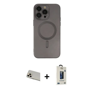 ieg™ iPhone 13 Pro Max Kılıf Akış Minimal Özel Seri - Siyah Bilvis Hayalet Cam Ekran Koruyucu + Rainbow Kamera Lens Koruma Cam - REGD