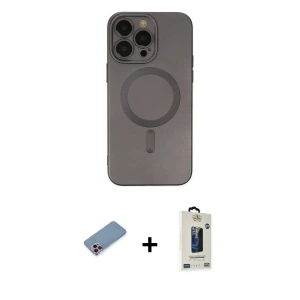 ieg™ iPhone 13 Pro Max Kılıf Akış Minimal Özel Seri - Siyah Bilvis Hayalet Cam Ekran Koruyucu + Shine Kamera Lens Koruma Cam - PE