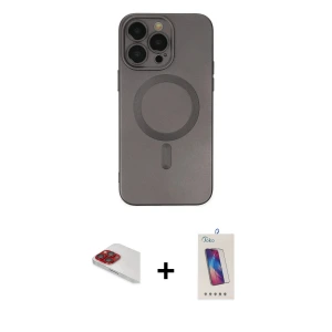 ieg™ iPhone 13 Pro Max Kılıf Akış Minimal Özel Seri - Siyah Joko 5D Cam + Pers Alüminyum Kamera Lens - KI