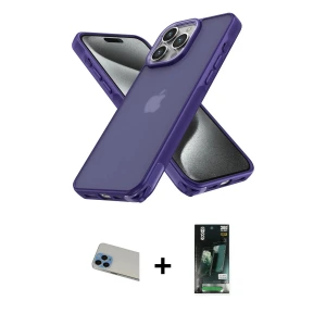 ieg™ iPhone 13 Pro Max Kılıf Atlas Form - Şeffaf 360 Full Body Arka Koruyucu + Rainbow Kamera Lens Koruma Cam - MI