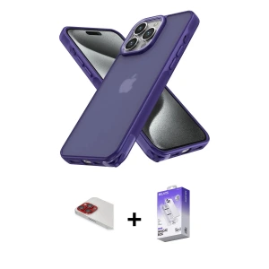 ieg™ iPhone 13 Pro Max Kılıf Atlas Form - Siyah Bilvis 5in1 3D Magic Cam Ekran Koruyucu + Pers Alüminyum Kamera Lens - KI