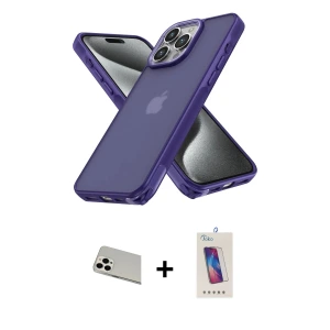 ieg™ iPhone 13 Pro Max Kılıf Atlas Form - Siyah Joko 5D Cam + Rainbow Kamera Lens Koruma Cam - BZ