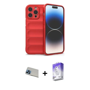 ieg™ iPhone 13 Pro Max Kılıf Atlas Koleksiyonu - Siyah Bilvis 5in1 3D Magic Cam Ekran Koruyucu + Rainbow Kamera Lens Koruma Cam - MI