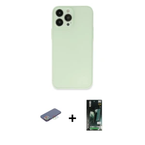 ieg™ iPhone 13 Pro Max Kılıf Atlas Minimal Prime - Şeffaf 360 Full Body Arka Koruyucu + Renkli Kamera Lens Koruma Cam - MI