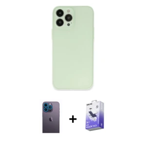 ieg™ iPhone 13 Pro Max Kılıf Atlas Minimal Prime - Siyah Bilvis 5in1 5D Magic Hayalet Cam Ekran Koruyucu + Neon Fosforlu Kamera Lens - MI