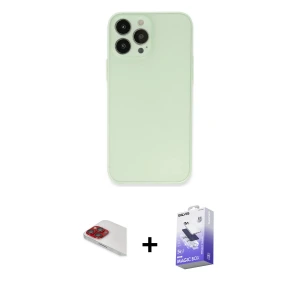ieg™ iPhone 13 Pro Max Kılıf Atlas Minimal Prime - Siyah Bilvis 5in1 5D Magic Hayalet Cam Ekran Koruyucu + Pers Alüminyum Kamera Lens - KI