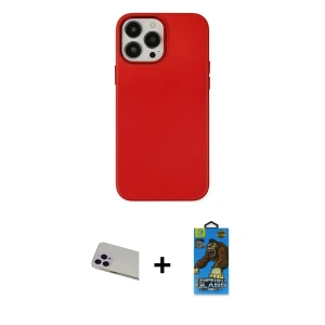 ieg™ iPhone 13 Pro Max Kılıf Çekirdek Çizgi - Siyah 18D Cam Ekran Koruyucu + Rainbow Kamera Lens Koruma Cam - MR