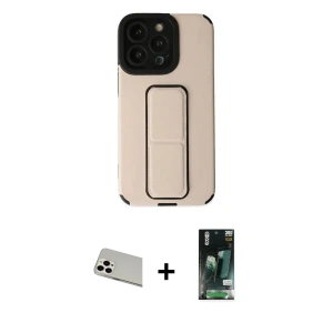 ieg™ iPhone 13 Pro Max Kılıf Çekirdek Yansıma - Şeffaf 360 Full Body Arka Koruyucu + Rainbow Kamera Lens Koruma Cam - BZ