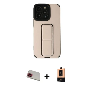 ieg™ iPhone 13 Pro Max Kılıf Çekirdek Yansıma - Şeffaf Maxco Cam Ekran Koruyucu + Rainbow Kamera Lens Koruma Cam - KI