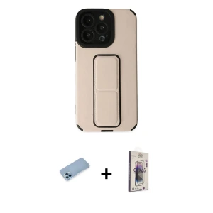ieg™ iPhone 13 Pro Max Kılıf Çekirdek Yansıma - Siyah Bilvis 3D Cam Ekran Koruyucu + Shine Kamera Lens Koruma Cam - MI