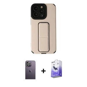 ieg™ iPhone 13 Pro Max Kılıf Çekirdek Yansıma - Siyah Bilvis 5in1 5D Magic Hayalet Cam Ekran Koruyucu + Neon Fosforlu Kamera Lens - BZ