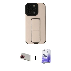 ieg™ iPhone 13 Pro Max Kılıf Çekirdek Yansıma - Siyah Bilvis 5in1 5D Magic Hayalet Cam Ekran Koruyucu + Rainbow Kamera Lens Koruma Cam - KI