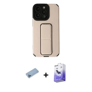 ieg™ iPhone 13 Pro Max Kılıf Çekirdek Yansıma - Siyah Bilvis 5in1 5D Magic Hayalet Cam Ekran Koruyucu + Shine Kamera Lens Koruma Cam - MI