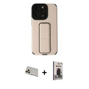 ieg™ iPhone 13 Pro Max Kılıf Çekirdek Yansıma - Siyah Bilvis Hayalet Cam Ekran Koruyucu + Rainbow Kamera Lens Koruma Cam - REGD