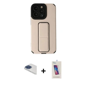 ieg™ iPhone 13 Pro Max Kılıf Çekirdek Yansıma - Siyah Joko 5D Cam + Pers Alüminyum Kamera Lens - LT