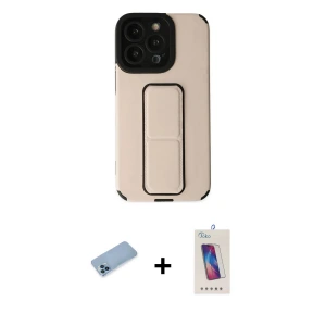 ieg™ iPhone 13 Pro Max Kılıf Çekirdek Yansıma - Siyah Joko 5D Cam + Shine Kamera Lens Koruma Cam - MI