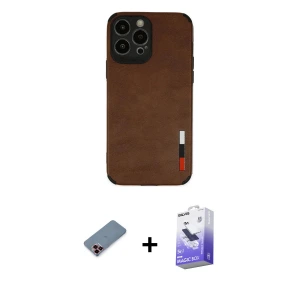 ieg™ iPhone 13 Pro Max Kılıf Doruk Asil Koleksiyonu - Siyah Bilvis 5in1 5D Magic Hayalet Cam Ekran Koruyucu + Metal Kamera Lens Koruma Cam - KI