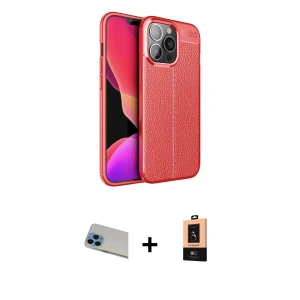 ieg™ iPhone 13 Pro Max Kılıf Doruk Klasik Özel Seri - Şeffaf Maxco Cam Ekran Koruyucu + Rainbow Kamera Lens Koruma Cam - MI