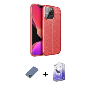 ieg™ iPhone 13 Pro Max Kılıf Doruk Klasik Özel Seri - Siyah Bilvis 5in1 5D Magic Hayalet Cam Ekran Koruyucu + Metal Kamera Lens Koruma Cam - AKYL