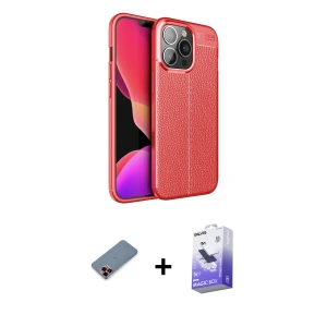 ieg™ iPhone 13 Pro Max Kılıf Doruk Klasik Özel Seri - Siyah Bilvis 5in1 5D Magic Hayalet Cam Ekran Koruyucu + Metal Kamera Lens Koruma Cam - KI